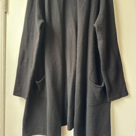 Tyler Boe Cashmere Black Open-Front Long Cardigan - Picture 3 of 10